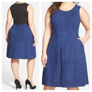 Sejour / fit and Flare Suede Ponte knit dress jumper 14